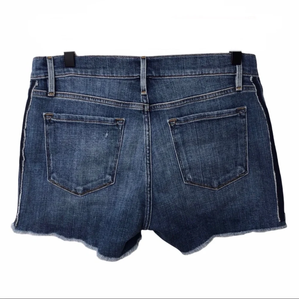 Frame Cleo Tux Stripe Fray Hem Denim Jean Shorts Size 28 Cut Off Shorts … - Picture 4 of 10